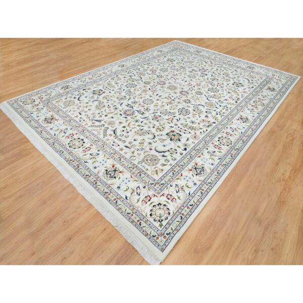 10'x14'1" Ivory, Nain with All Over Flower Design 250 KPSI, Extra Soft Wool Hand Knotted, Oriental Rug  - 65363 - Image 5