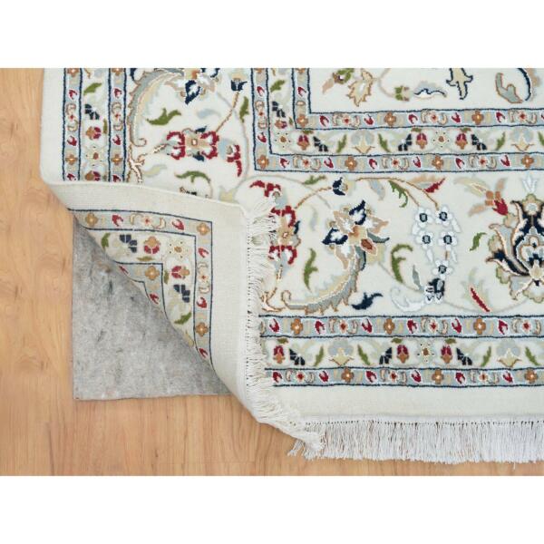 10'x14'1" Ivory, Nain with All Over Flower Design 250 KPSI, Extra Soft Wool Hand Knotted, Oriental Rug  - 65363 - Image 6