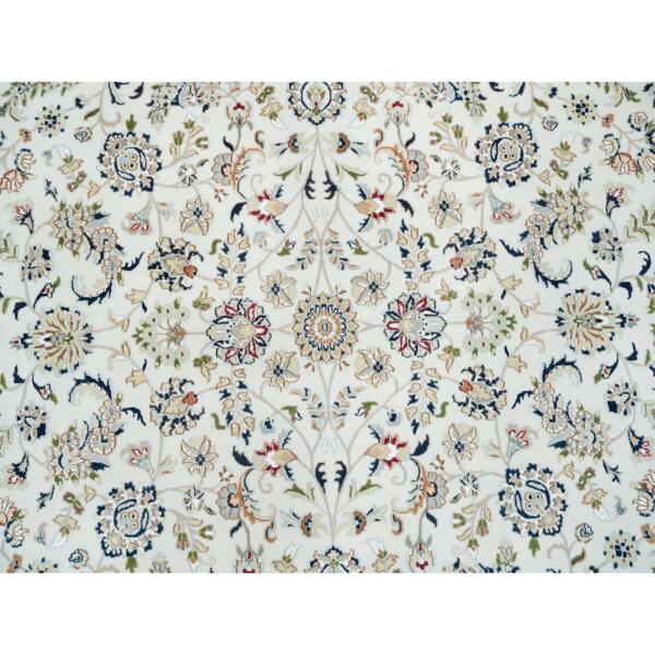 10'x14'1" Ivory, Nain with All Over Flower Design 250 KPSI, Extra Soft Wool Hand Knotted, Oriental Rug  - 65363 - Image 10