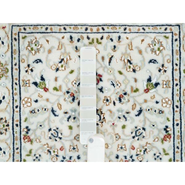 2'1"x3'1" Ivory, Nain with All Over Flower Design 250 KPSI, Extra Soft Wool Hand Knotted, Mat Oriental Rug  - 65399 - Image 5