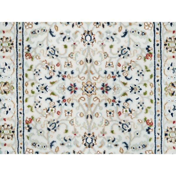 2'1"x3'1" Ivory, Nain with All Over Flower Design 250 KPSI, Extra Soft Wool Hand Knotted, Mat Oriental Rug  - 65399 - Image 6