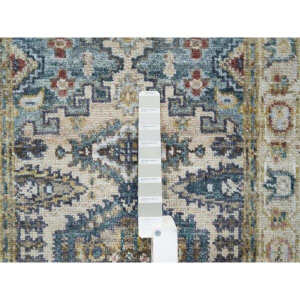 2'7"x6' Ivory with Soft Tones, Hand Knotted, Plush and Lush, Pure Wool, Reimagined Persian Viss Design, Runner, Oriental Rug  - 65579 - Image 5