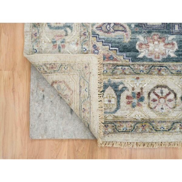 7'8"x8'2" Ivory with Soft Tones, Hand Knotted, Reimagined Persian Viss Design, Square Plush and Lush, Soft Pile, Natural Wool, Oriental Rug  - 65585 - Image 5