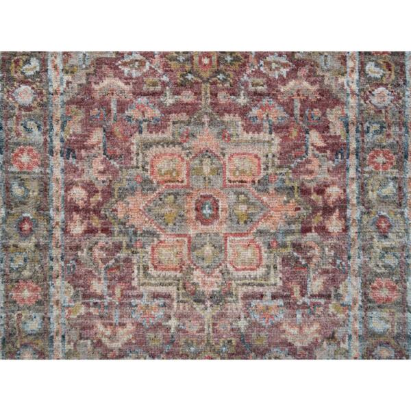 2'7"x6' Light Burgundy, Heriz Revival, Organic Wool, Hand Knotted, Runner, Soft to the Touch Pile Oriental Rug   - 65602 - Image 6