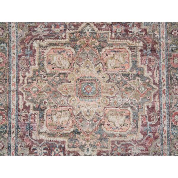 5'1"x7' Light Burgundy, Hand Knotted, Heriz Revival, Extra Soft Wool, Plush and Lush Soft Pile, Oriental Rug   - 65613 - Image 6