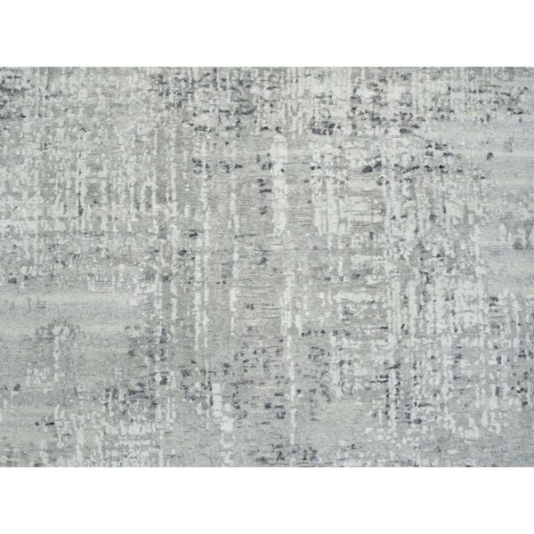 8'1"x8'1" Light Gray, Hand Spun Undyed Natural Wool, Modern Design, Hand Knotted, Round Oriental Rug  - 65647 - Image 9