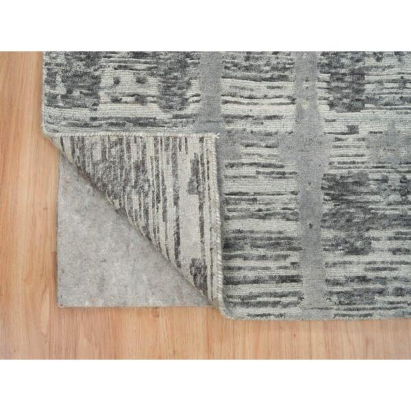 2'7"x27'10" Dark Grey, Modern Design, Hand Spun Undyed Natural Wool, Hand Knotted, XL Runner Oriental Rug  - 65648 - Image 4