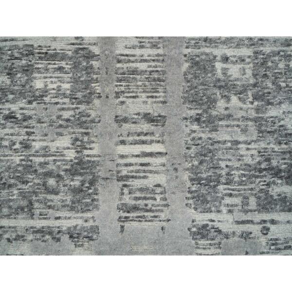 2'7"x27'10" Dark Grey, Modern Design, Hand Spun Undyed Natural Wool, Hand Knotted, XL Runner Oriental Rug  - 65648 - Image 6