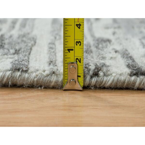 2'7"x27'10" Dark Grey, Modern Design, Hand Spun Undyed Natural Wool, Hand Knotted, XL Runner Oriental Rug  - 65648 - Image 8