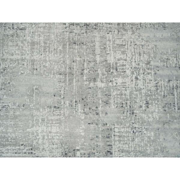 6'2"x6'2" Light Gray, Hand Knotted, Hand Spun Undyed Natural Wool, Soft pile, Modern Design, Square Oriental Rug  - 65657 - Image 6