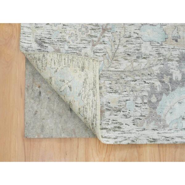 10'x14'3" Ivory, Soft and Lush, Sickle Leaf Design Silk With Textured Wool, Dense Weave, Hand Knotted, Oriental Rug  - 65672 - Image 6