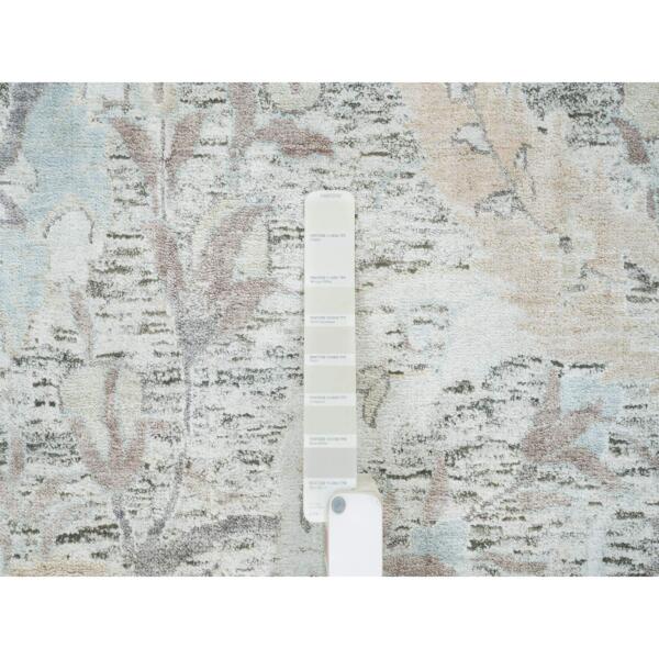 10'x14'3" Ivory, Soft and Lush, Sickle Leaf Design Silk With Textured Wool, Dense Weave, Hand Knotted, Oriental Rug  - 65672 - Image 9