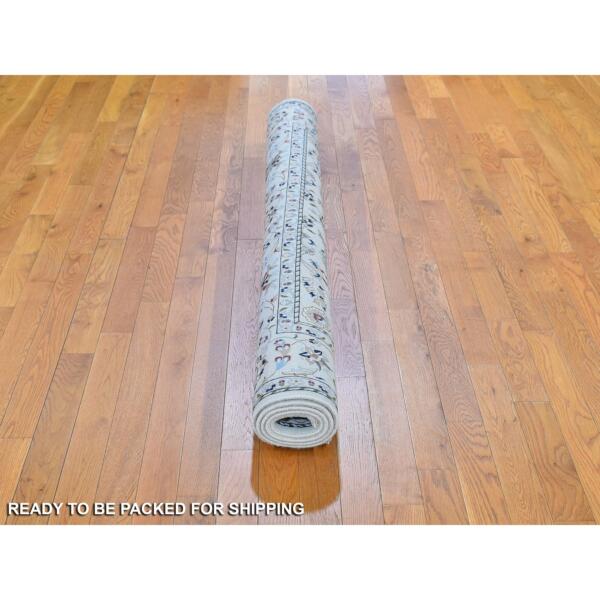 6'1"x6'1" Ivory Wool 250 KPSI All Over Flower Design Nain Hand Knotted Oriental Rug  - 66024 - Image 6