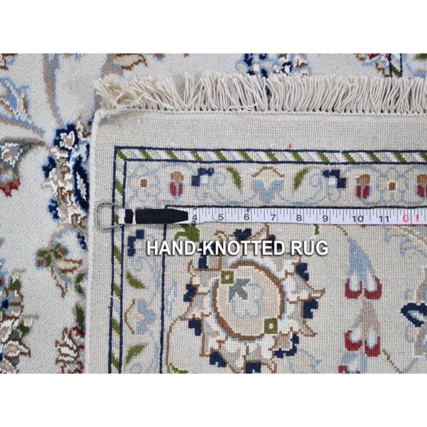 6'1"x6'1" Ivory Wool 250 KPSI All Over Flower Design Nain Hand Knotted Oriental Rug  - 66024 - Image 8