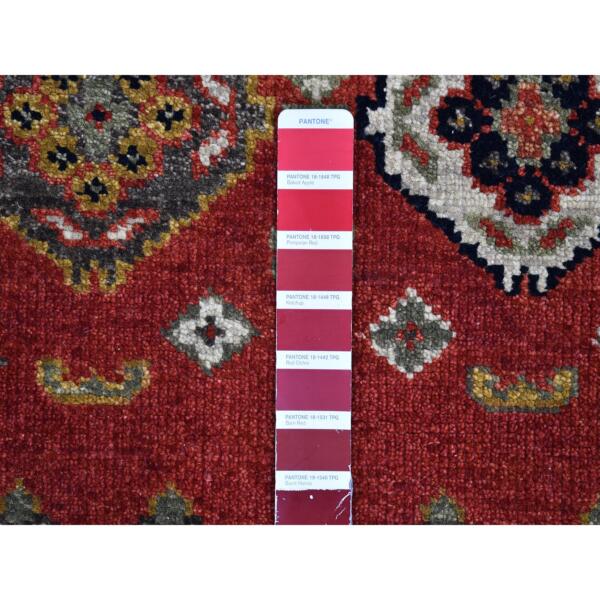 3'2"x10' 100% Wool Repetitive Geometric All Over Design Red Hand Knotted Wide Runner Oriental Rug  - 66190 - Image 4