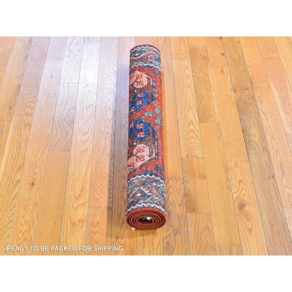 3'x4'9" Organic Wool Afghan Ersari with Elephant Feet Design Red Clay Hand Knotted Oriental Rug  - 66285 - Image 5