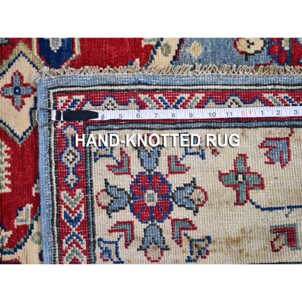 5'3"x19'9" Baby Blue Wide and Long Runner 100% Wool Kazak Tribal Design Hand Knotted Oriental Rug  - 66293 - Image 7