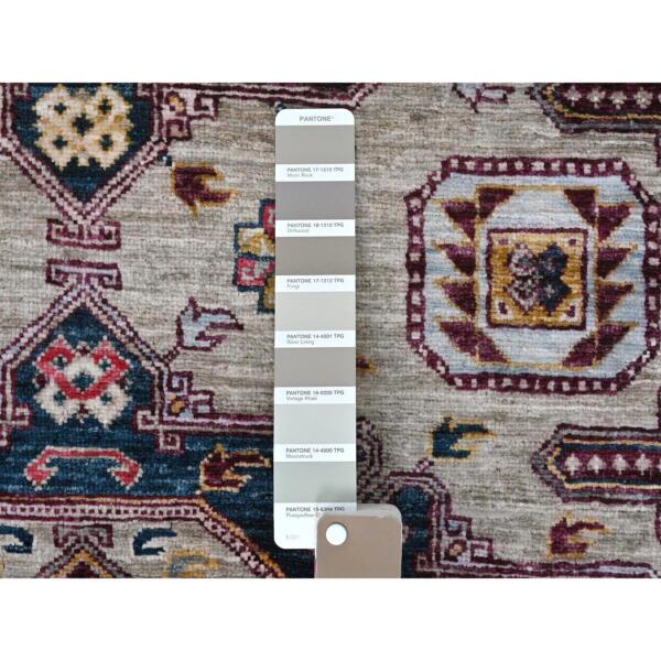 4'1"x5'10" Simple Taupe Armenian Design Kazak Super Dense Weave 100% Wool Hand Knotted Oriental Rug  - 66306 - Image 5