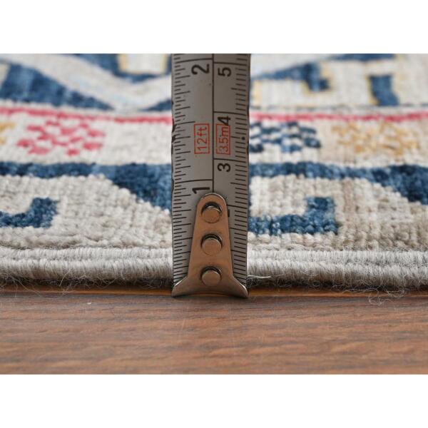 4'1"x5'10" Simple Taupe Armenian Design Kazak Super Dense Weave 100% Wool Hand Knotted Oriental Rug  - 66306 - Image 7