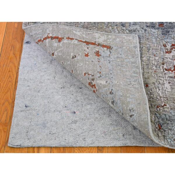 6'1"x9' Charcoal Gray Persian Knot with Abstract Design Wool Denser Weave Hand Knotted Oriental Rug  - 66410 - Image 6