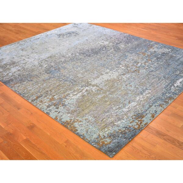 8'1"x10' Silver Blue Wool Persian Knot With Abstract Design Denser Weave Hand Knotted Oriental Rug  - 66418 - Image 5