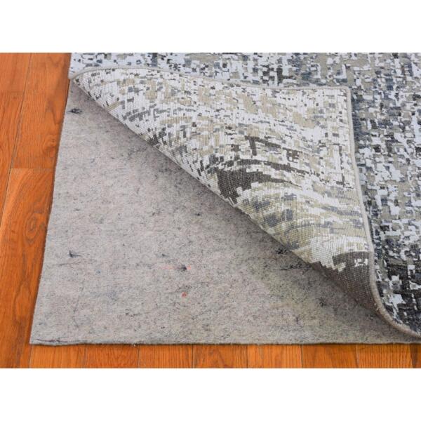 2'6"x12' Wool Persian Knot Runner Abstract Design Denser Weave Silver Hand Knotted Oriental Rug  - 66503 - Image 5