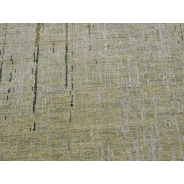 9'x12'4" Green Organic Wool Vertical Ombre Design Hand Knotted Oriental Rug  - 66541 - Image 6