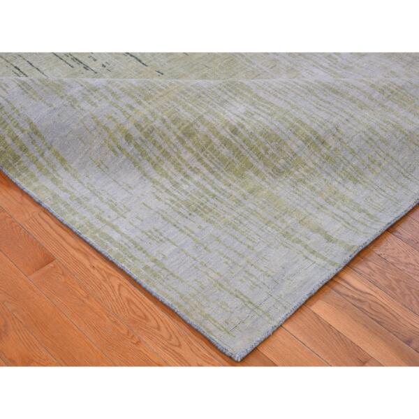 9'x12'4" Green Organic Wool Vertical Ombre Design Hand Knotted Oriental Rug  - 66541 - Image 8