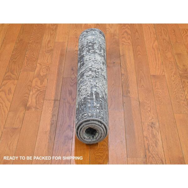 3'1"x5' Gray Abstract Design Wool Denser Weave Persian Knot Hand Knotted Mat Oriental Rug  - 66545 - Image 5