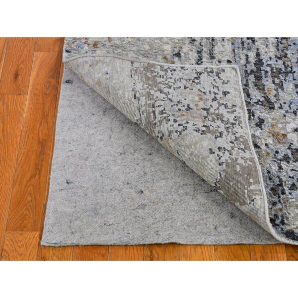 2'5"x10'2" Gray Persian Knot with Abstract Design Wool Denser Weave Hand Knotted Runner Oriental Rug  - 66580 - Image 5