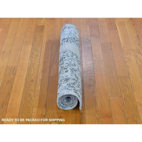 3'x5' Silver Wool Persian Knot Denser Weave Abstract Design Hand Knotted Oriental Rug  - 66591 - Image 5