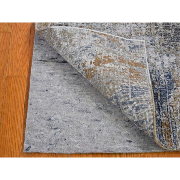 2'6"x4'1" Wool Denser Weave Persian Knot Hand Knotted Silver Abstract Design Scatter Size Oriental Rug  - 66791 - Image 5