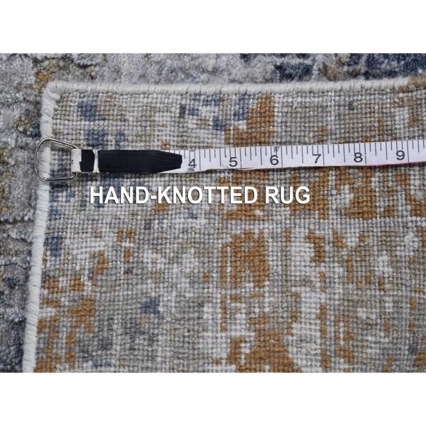 2'6"x4'1" Wool Denser Weave Persian Knot Hand Knotted Silver Abstract Design Scatter Size Oriental Rug  - 66791 - Image 8