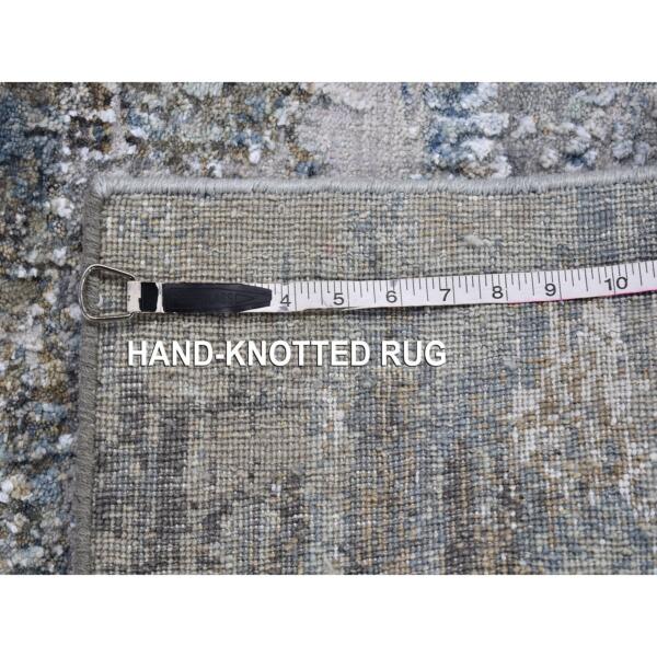 2'6"x4'4" Gray Persian Knot with Abstract Design Wool Denser Weave Hand Knotted Oriental Rug  - 66794 - Image 7