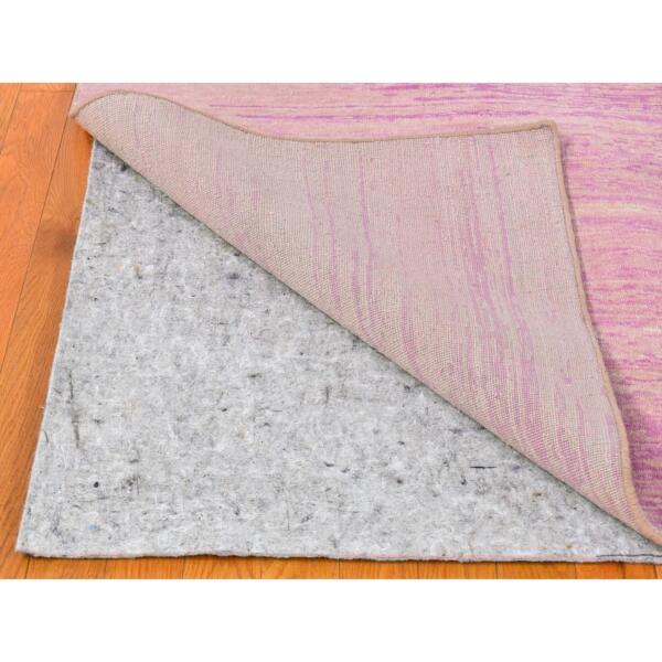 10'x14'2" Thick and Plush Pure Wool Only Horizontal Ombre Design Pink with Touches of Ivory Hand Knotted Oriental Rug  - 66848 - Image 10