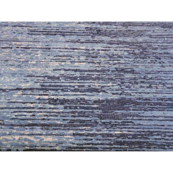 10'1"x10'1" Pure Wool Horizontal Ombre Design Blue Oceanic Hand Knotted Square Oriental Rug  - 66852 - Image 9