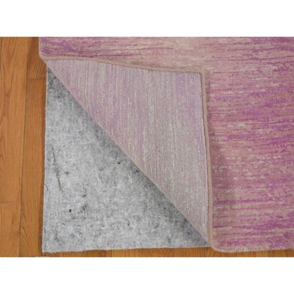 2'7"x12'3" Hand Knotted Zero Pile Horizontal Ombre Design Pink with Touches of Ivory Pure Wool Only Oriental Runner Rug R66878 - Image 5