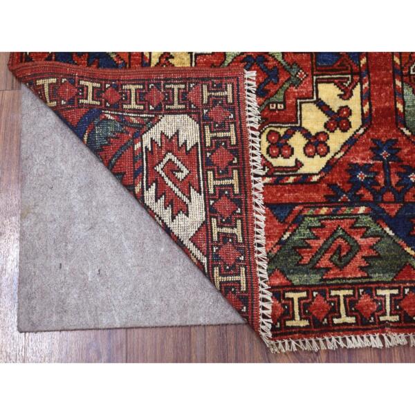 4'x6'2" Red Afghan Ersari With Elephant Feet Design Organic Wool Hand Knotted Oriental Rug  - 67136 - Image 3