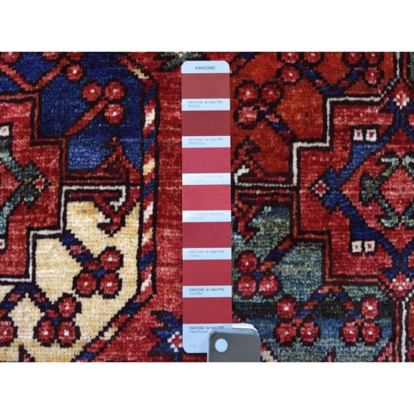 4'x6'2" Red Afghan Ersari With Elephant Feet Design Organic Wool Hand Knotted Oriental Rug  - 67136 - Image 4