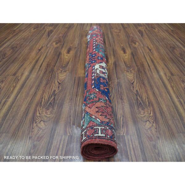 4'x6'2" Red Afghan Ersari With Elephant Feet Design Organic Wool Hand Knotted Oriental Rug  - 67136 - Image 5