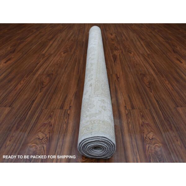 6'x8'10" White Wash Peshawar Pure Velvety Wool Light Gray With Soft Colors Hand Knotted Oriental Rug  - 67375 - Image 6