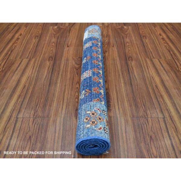 2'9"x3'10" Hand Knotted Glimmery Wool Kashkuli Gabbeh Light Blue In A Colorful Palette Oriental Rug  - 67404 - Image 5