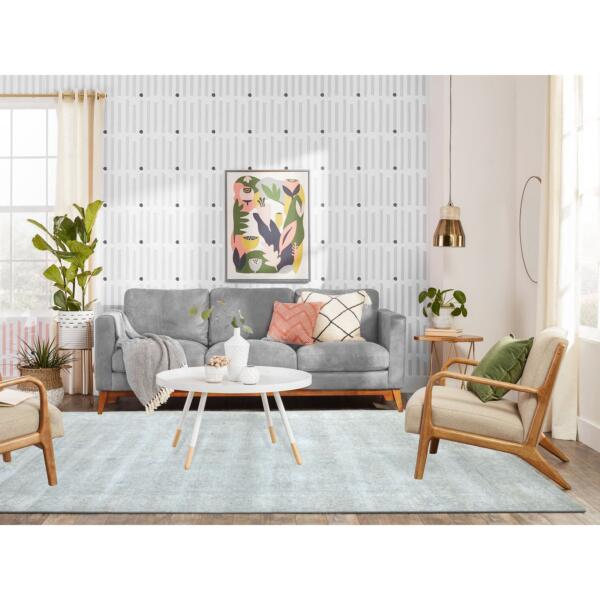 6'1"x9' Hand Knotted With Faded Colors White Wash Peshawar Shiny Wool Oriental Rug  - 67500 - Image 3