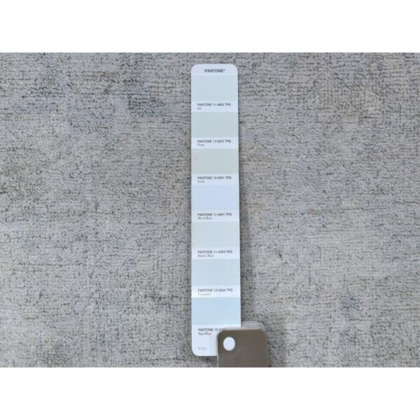 6'1"x9' Hand Knotted With Faded Colors White Wash Peshawar Shiny Wool Oriental Rug  - 67500 - Image 5