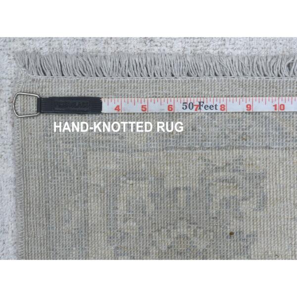 6'1"x9' Hand Knotted With Faded Colors White Wash Peshawar Shiny Wool Oriental Rug  - 67500 - Image 8