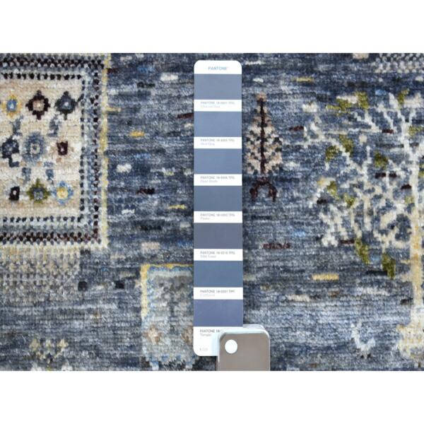 5'10"x9' All New Hand Knotted Shiny Wool Kashkuli Gabbeh Fusion Of Beautiful Black, Blue And Gray Oriental Rug  - 67518 - Image 5