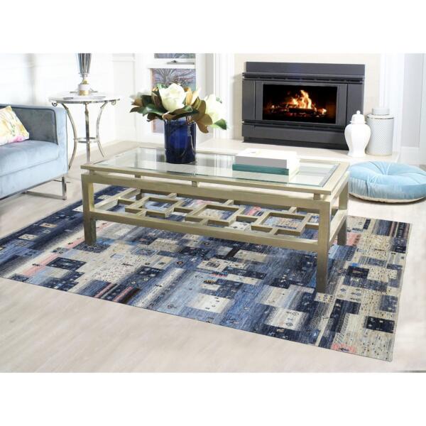 5'10"x9'2" Mix Of Gray, Beige And Blue Extremely Durable Kashkuli Gabbeh Hand Knotted Afghan Wool Oriental Rug  - 67568 - Image 3