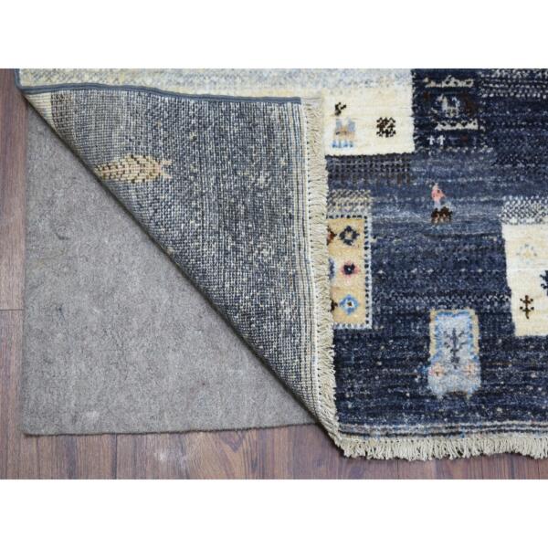 5'10"x9'2" Mix Of Gray, Beige And Blue Extremely Durable Kashkuli Gabbeh Hand Knotted Afghan Wool Oriental Rug  - 67568 - Image 4