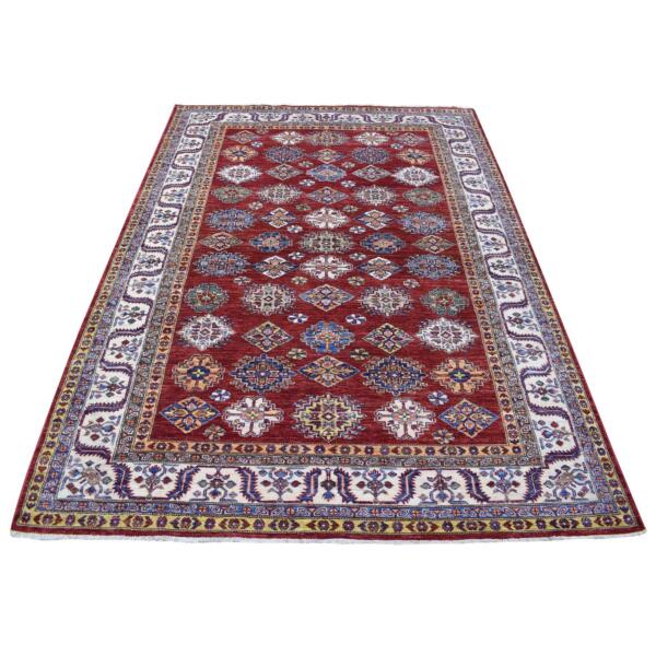 5'6"x8'1" All New Hand Knotted Red In A Colorful Palette Pure Velvety Wool Super Kazak Oriental Rug  - 67620