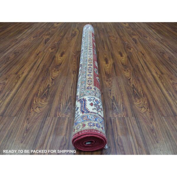 5'6"x8'1" All New Hand Knotted Red In A Colorful Palette Pure Velvety Wool Super Kazak Oriental Rug  - 67620 - Image 5